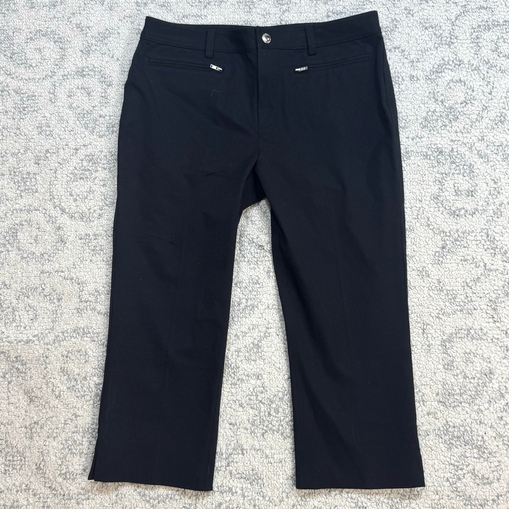 Lauren Ralph Lauren Black‎ Cropped Pants Women's Size 10 Zipper Pockets Career